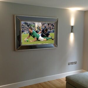 No35 bespoke silver TV Mirror rugby