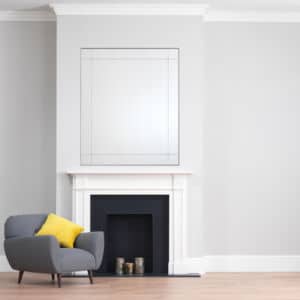 silver modern fireplace mirror